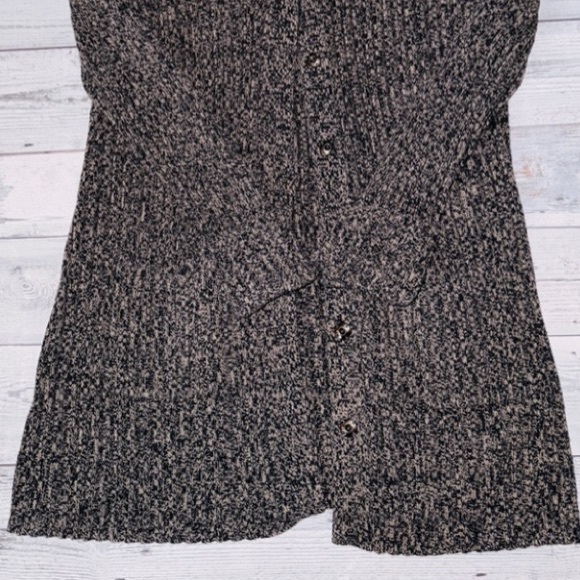Nordstrom Caslon Cozy Knit Hooded Long Cardigan Marled Black Brown Button Hood - Picture 3 of 8